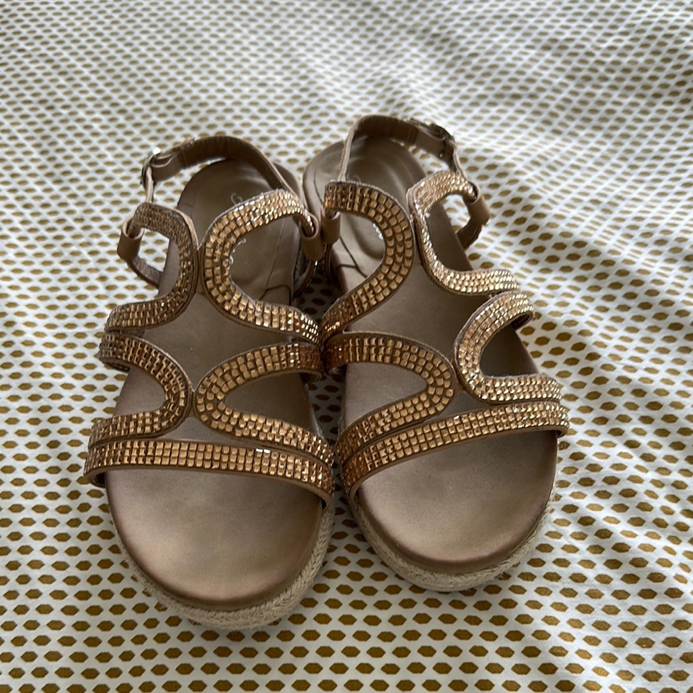 Catalina Gold Sandals with Braided Straps